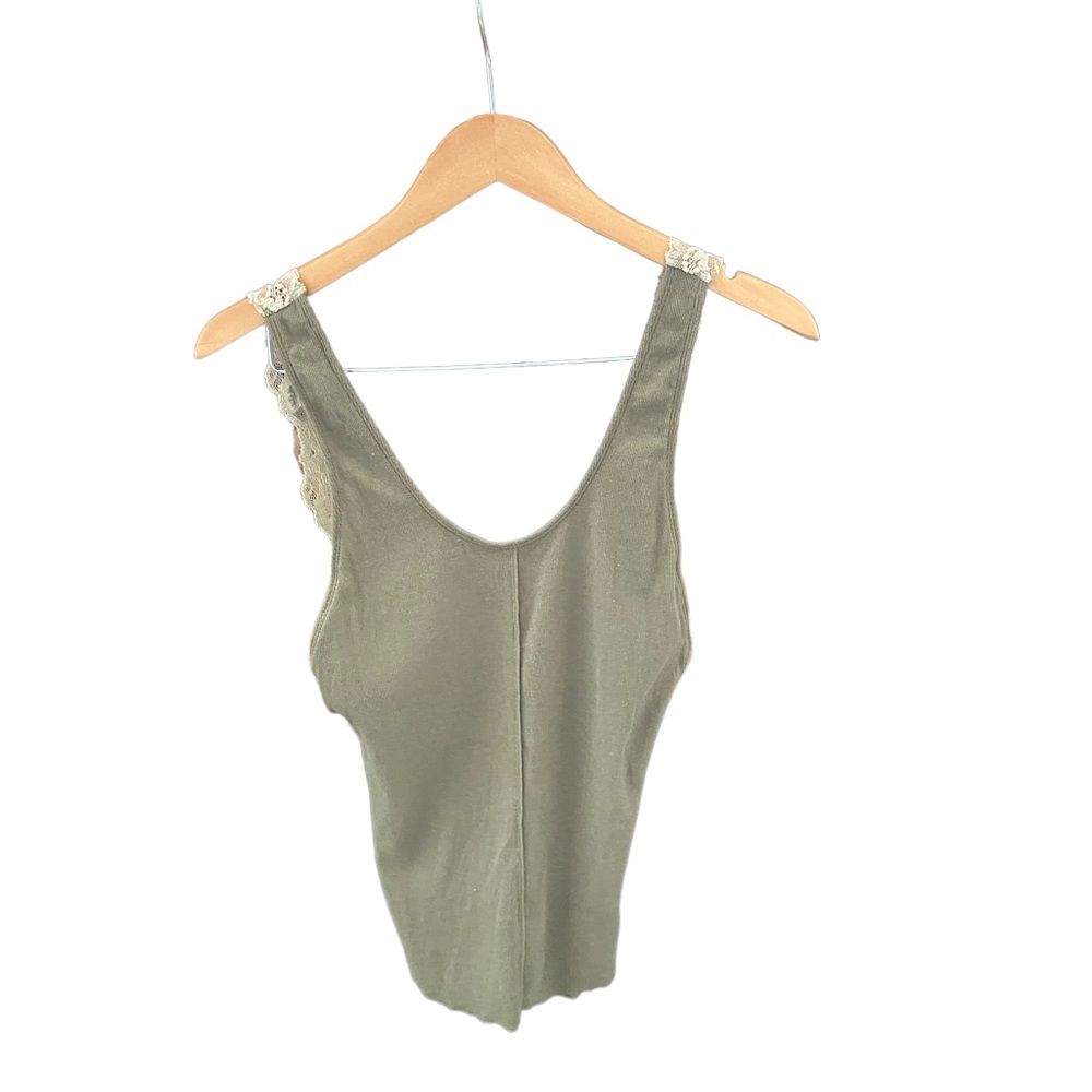 NWT Free People Intimately Size Small Women's Green Lace Tan Top